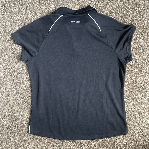 Women's Reebok PlayDry Golf Pickleball Tennis Polo Shirt, Size Medium Black - Picture 3 of 9
